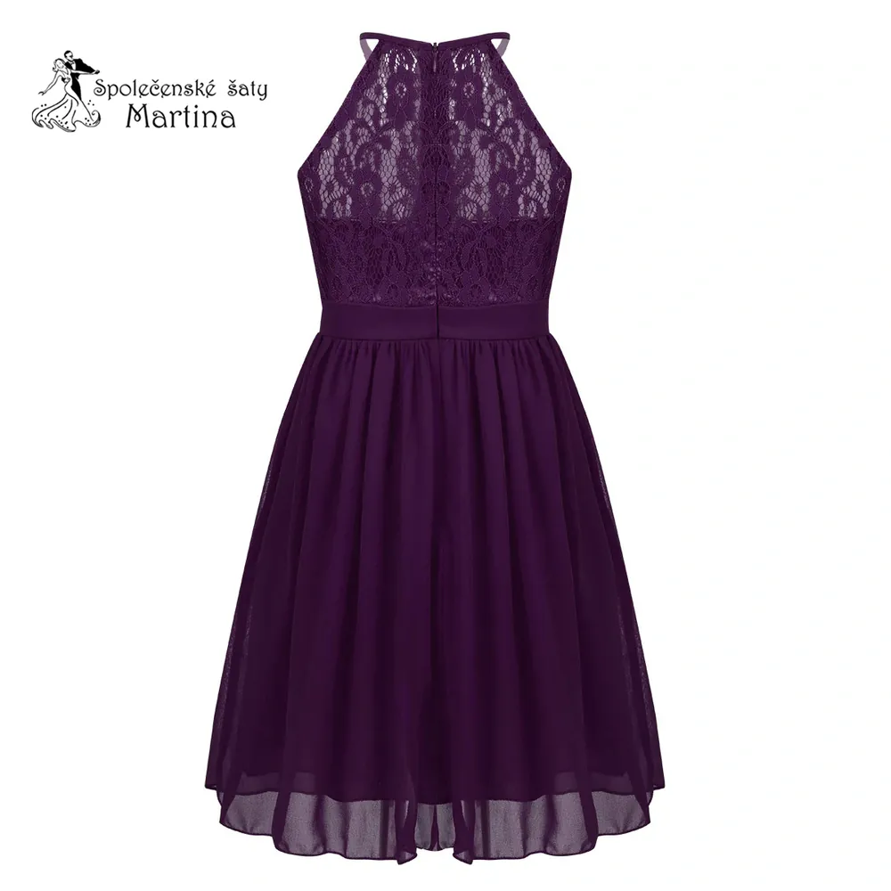 Dívčí šaty "Evelína krátké" - fialové  vel. 6