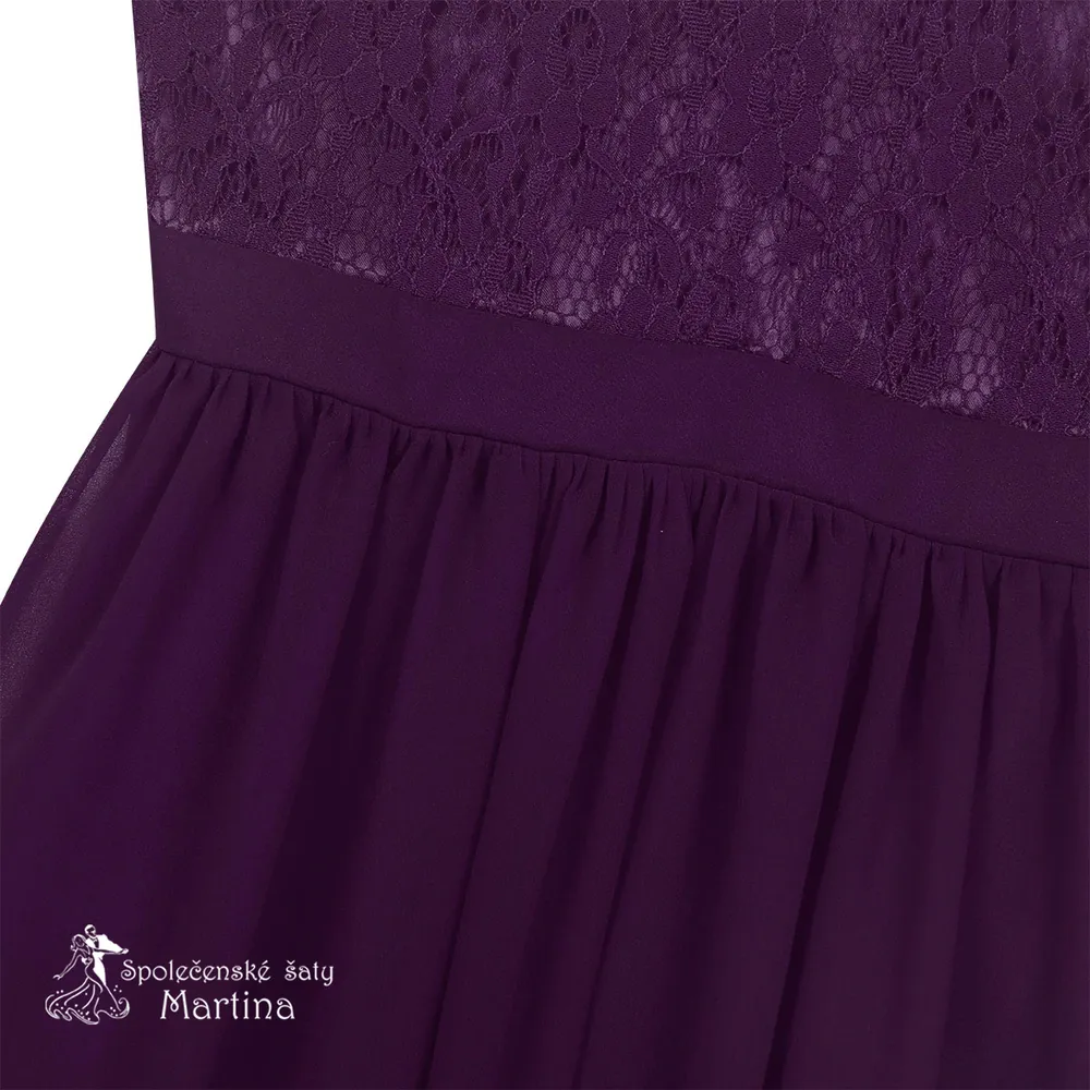 Dívčí šaty "Evelína krátké" - fialové  vel. 6