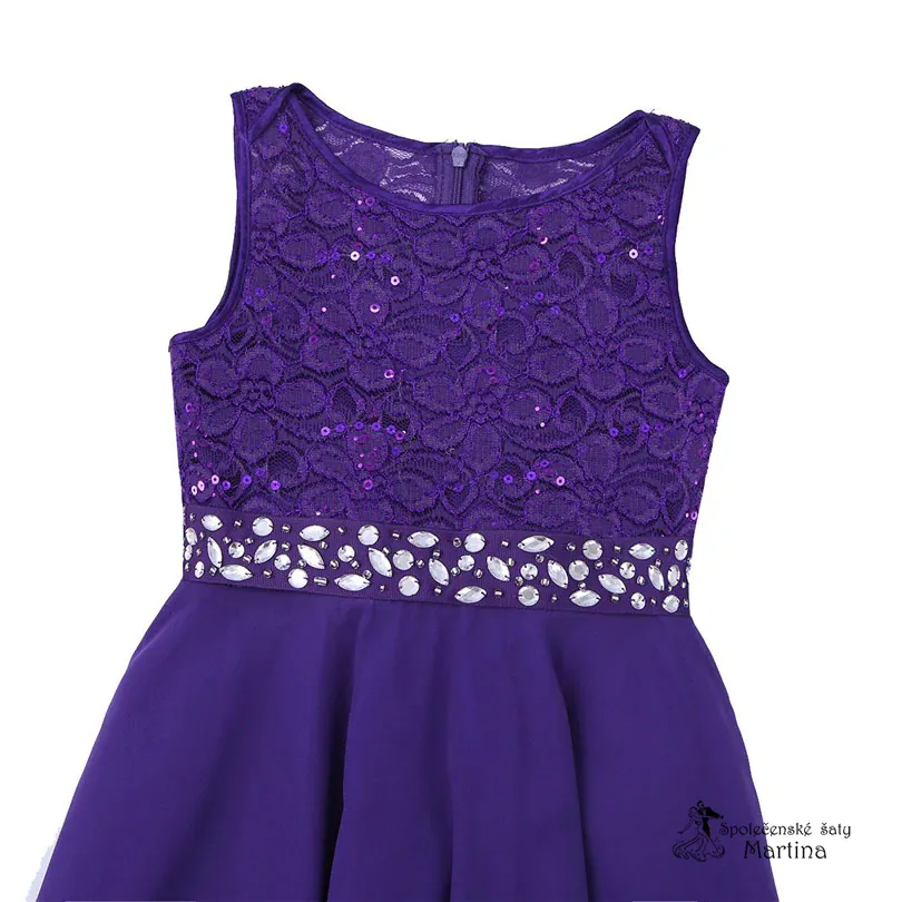 Fialové elegantní krátké dívčí šaty "Dituška" 4-16 let