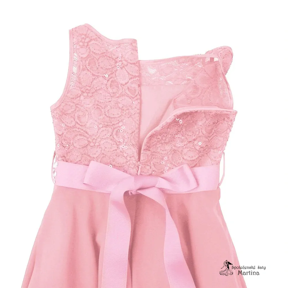 Růžové elegantní krátké dívčí šaty "Dituška" 4-16 let