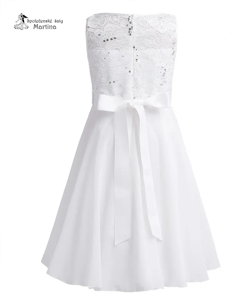 Bílé elegantní krátké dívčí šaty "Dituška" 4-16 let