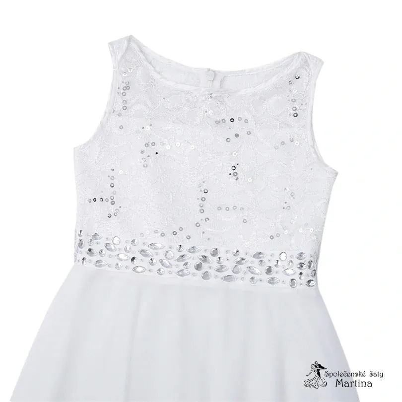 Bílé elegantní krátké dívčí šaty "Dituška" 4-16 let