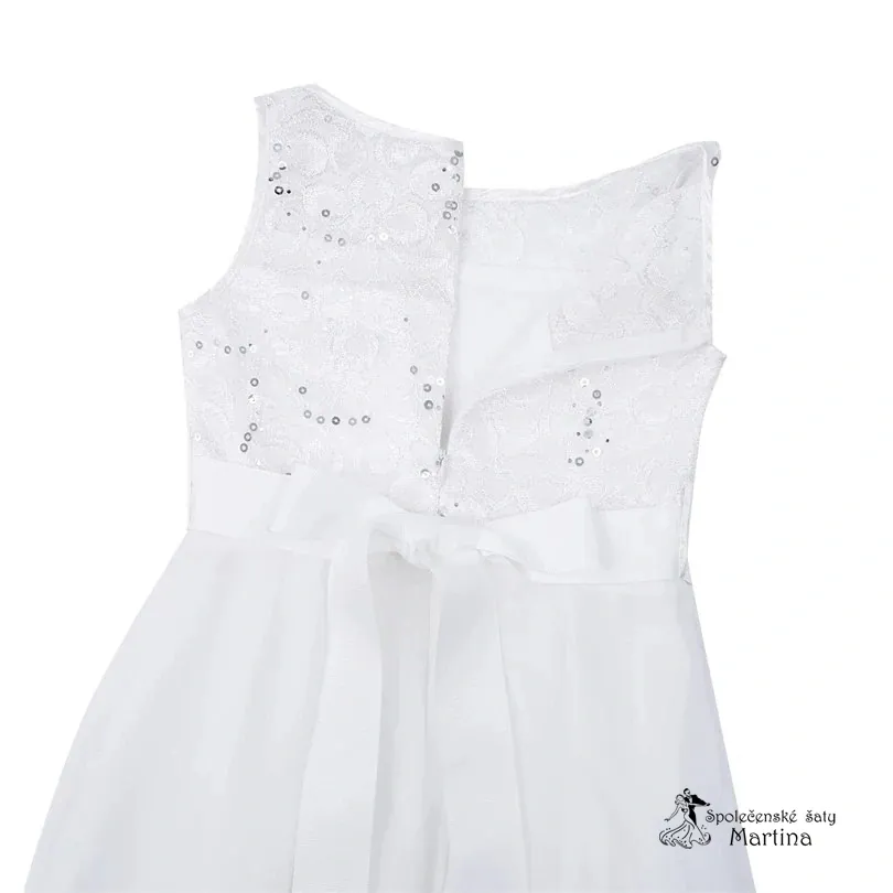 Bílé elegantní krátké dívčí šaty "Dituška" 4-16 let