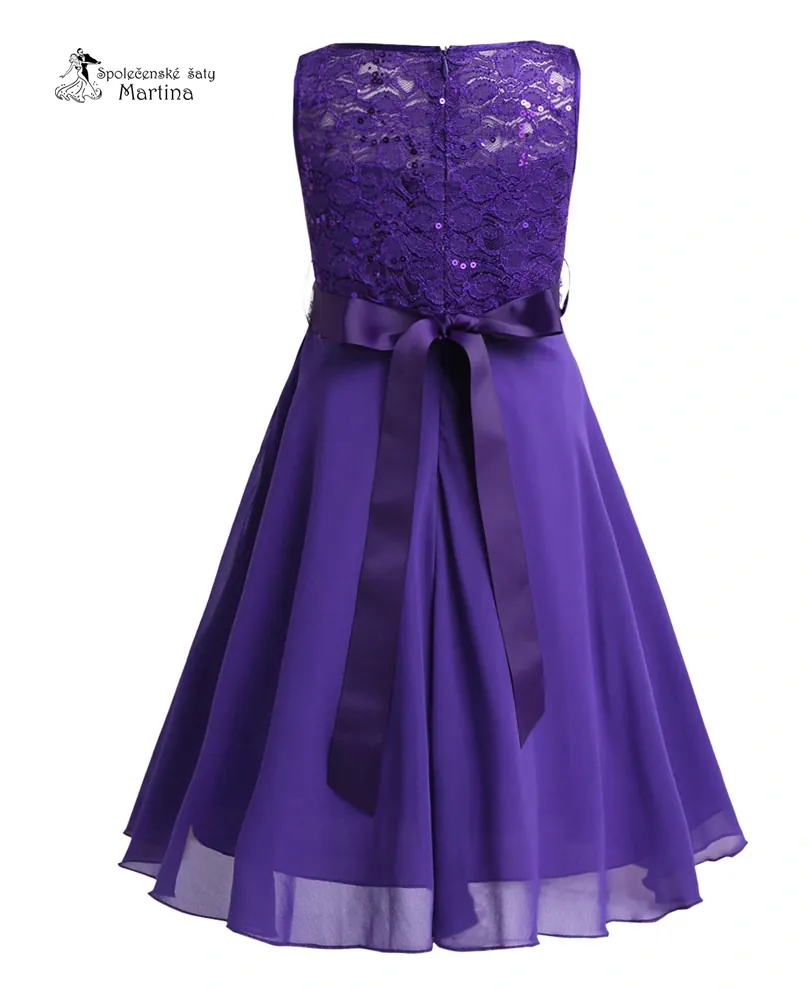 Fialové elegantní krátké dívčí šaty "Dituška" - vel. 8