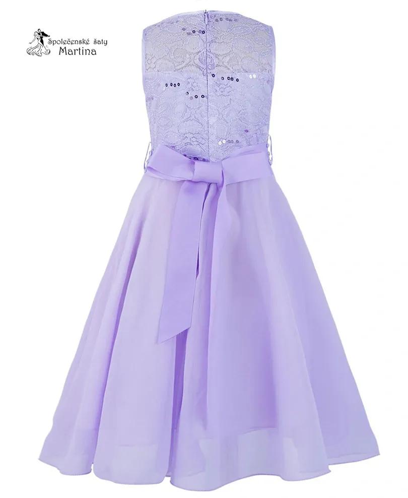 Lila elegantní krátké dívčí šaty "Dituška" - vel. 6