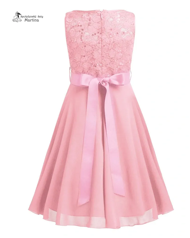 Růžové elegantní krátké dívčí šaty "Dituška" - vel. 16