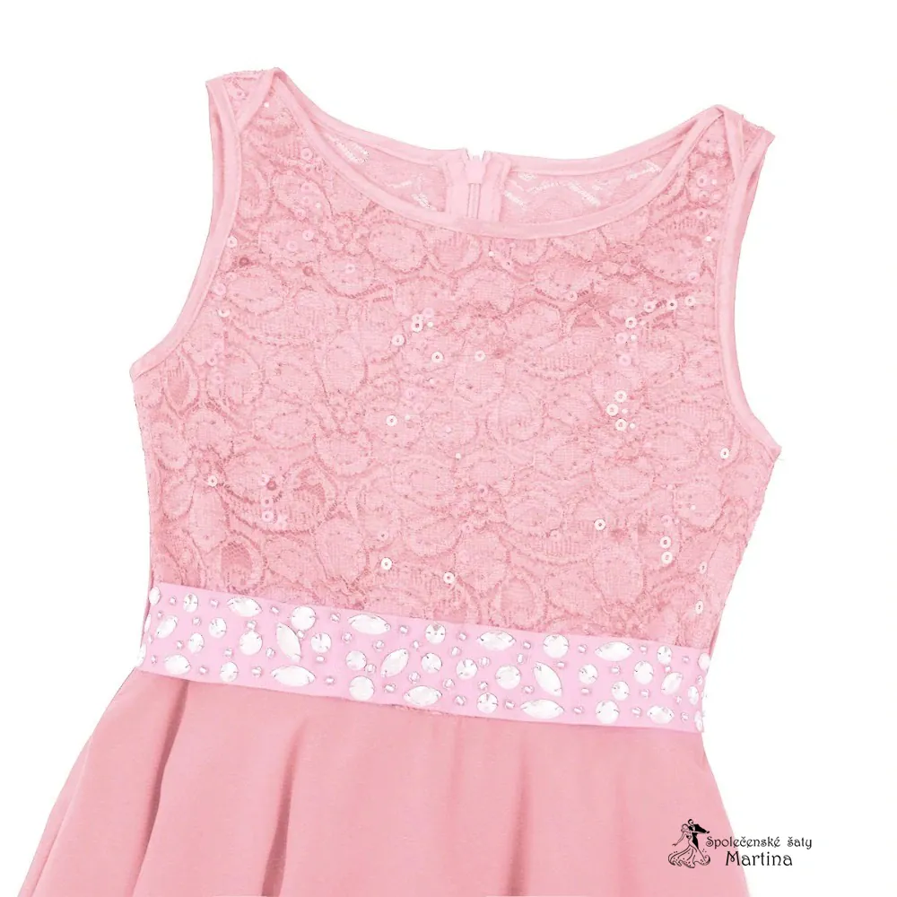 Růžové elegantní krátké dívčí šaty "Dituška" - vel. 16