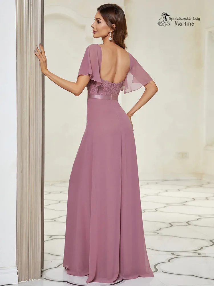 Starorůžové šaty s odhalenými vykrojenými zády "Delores" - vel. 40