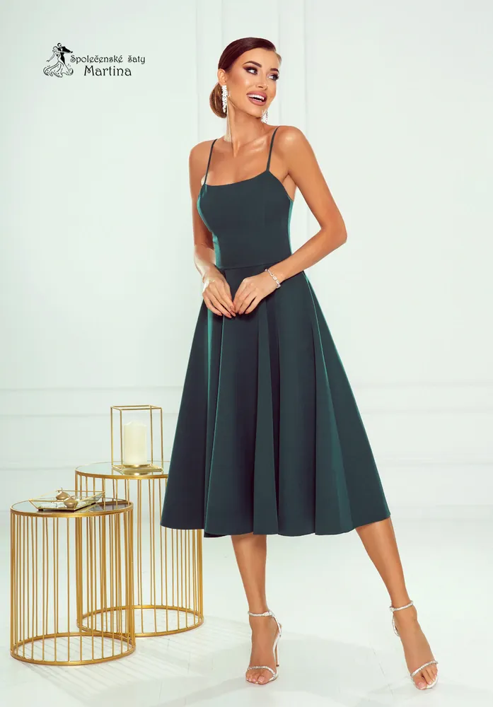 Lahvově zelené sexy midi šaty "Cindy" - vel. 40