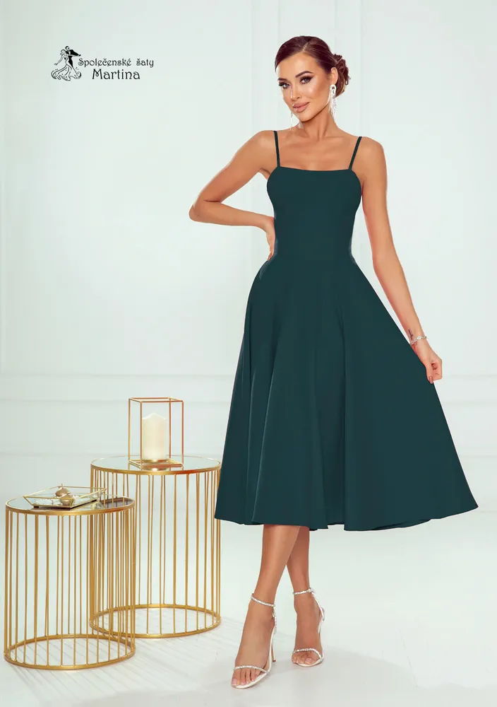 Lahvově zelené sexy midi šaty "Cindy" - vel. 40
