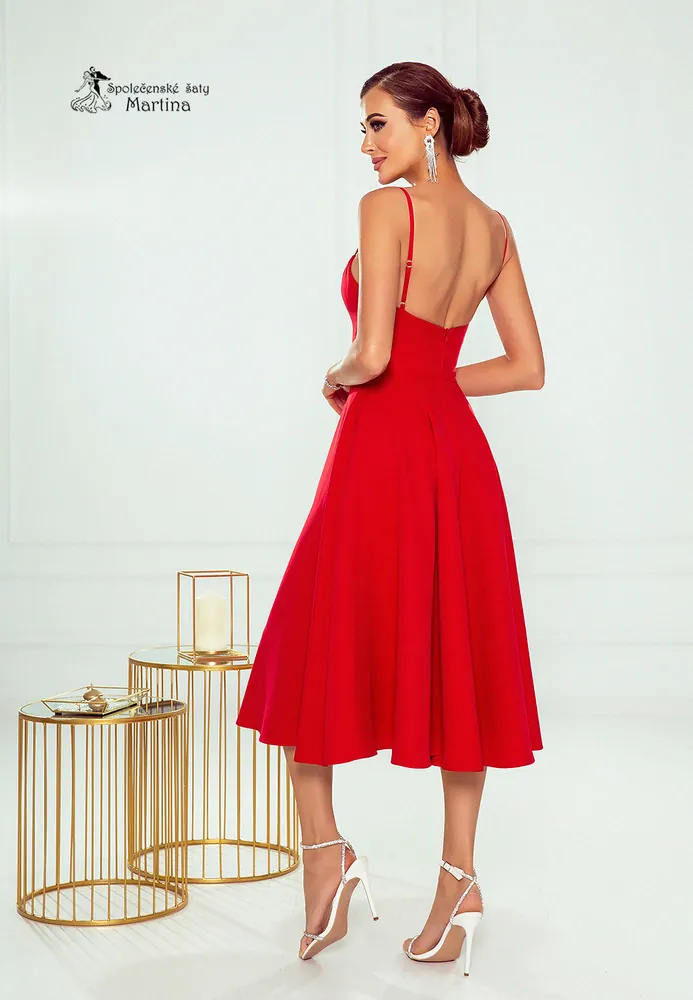Červené sexy midi šaty "Cindy" - vel. 40