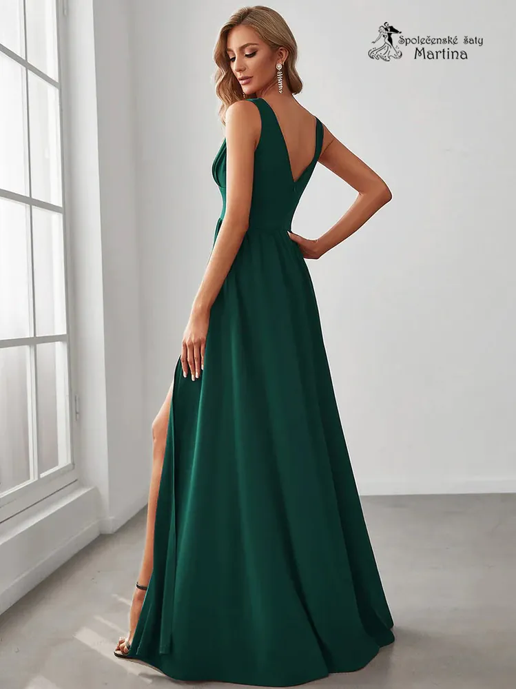 Zelené jednoduché společenské šaty pro svatebního hosta či do tanečních "Fanny" - vel. 40