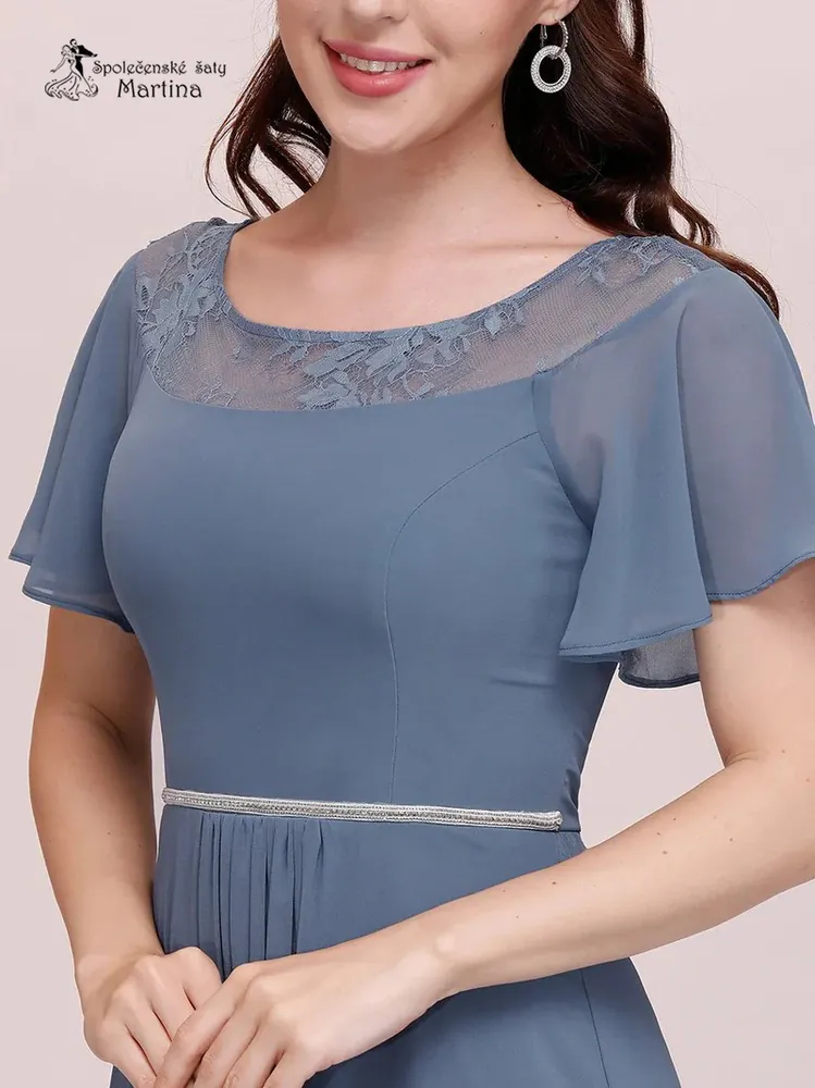 Staromodré asymetrické šifonové šaty "Lareyna" s volnými rukávy - vel. 38