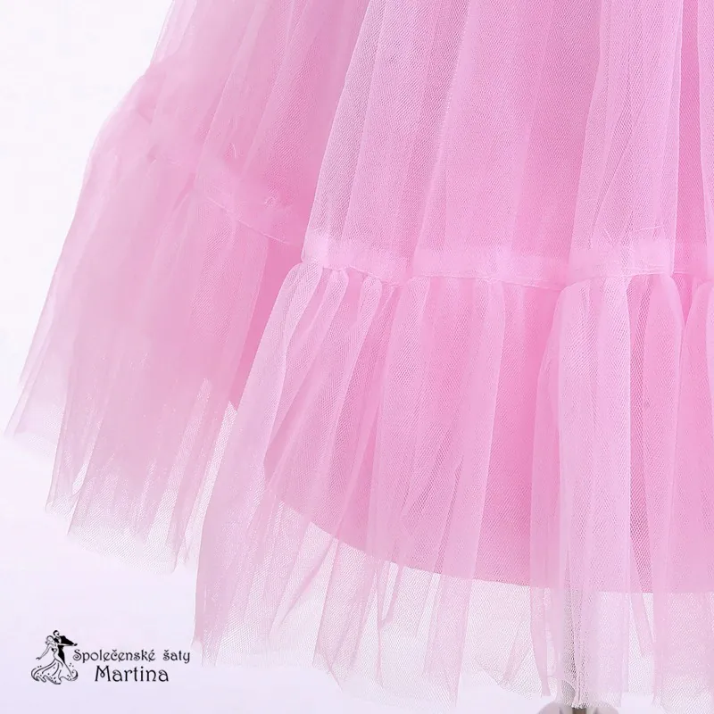 Růžové krátké tylovo-saténové šatičky "Šarlotka" - vel. 140