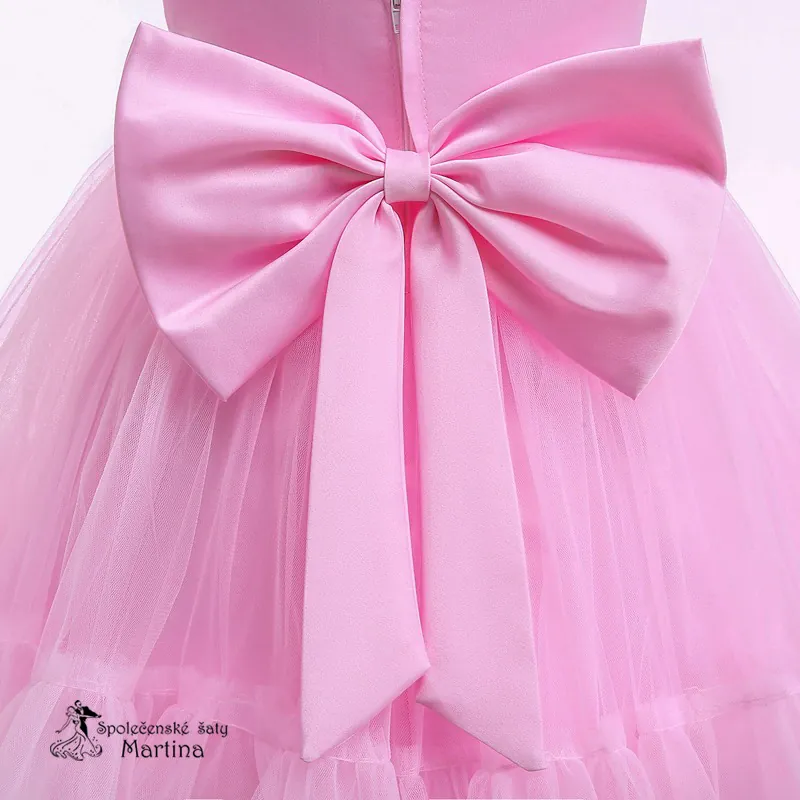 Růžové krátké tylovo-saténové šatičky "Šarlotka" - vel. 140