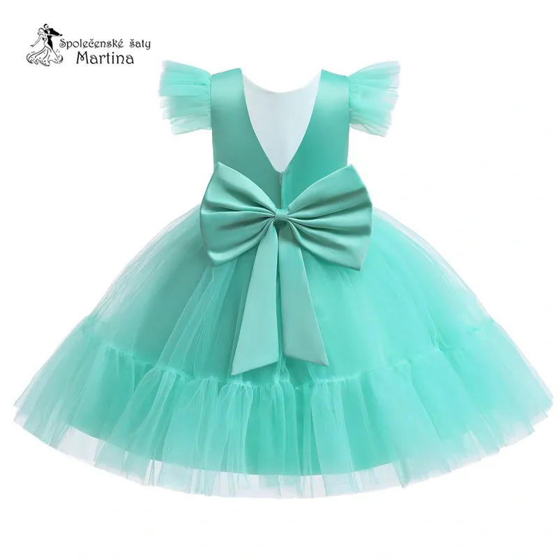 Mintové krátké tylovo-saténové šatičky "Šarlotka" - vel. 130