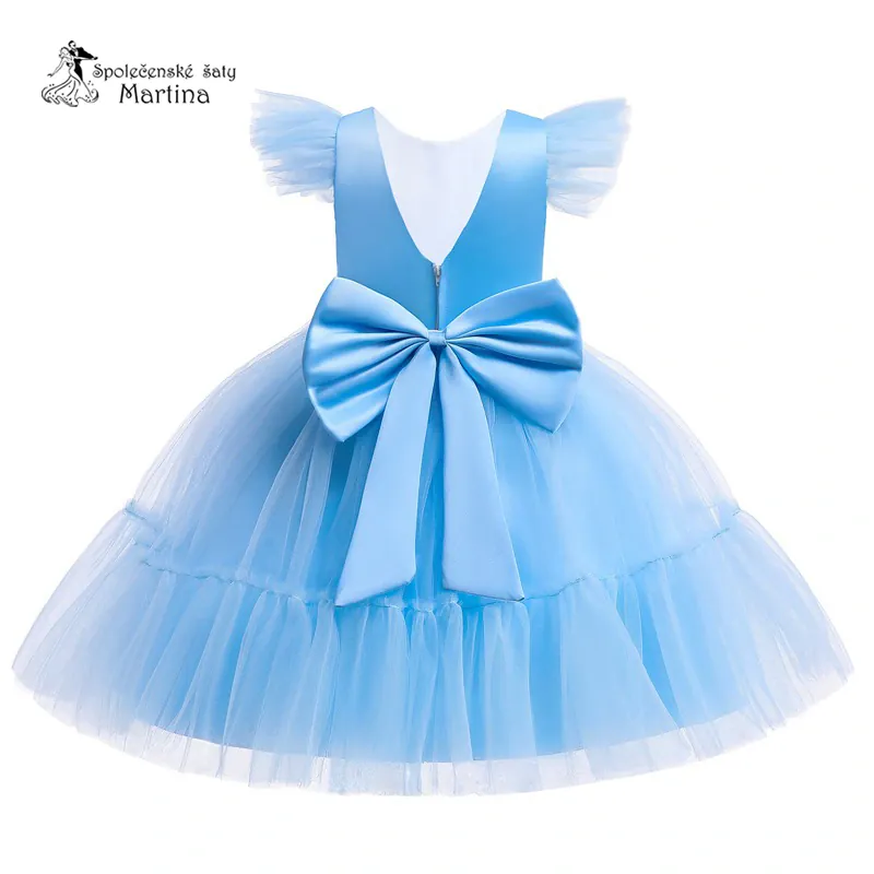 Světle modré krátké tylovo-saténové šatičky "Šarlotka" - vel. 130