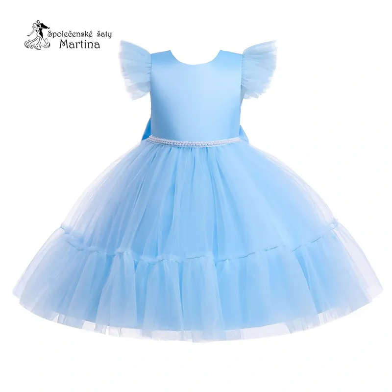 Světle modré krátké tylovo-saténové šatičky "Šarlotka" - vel. 150