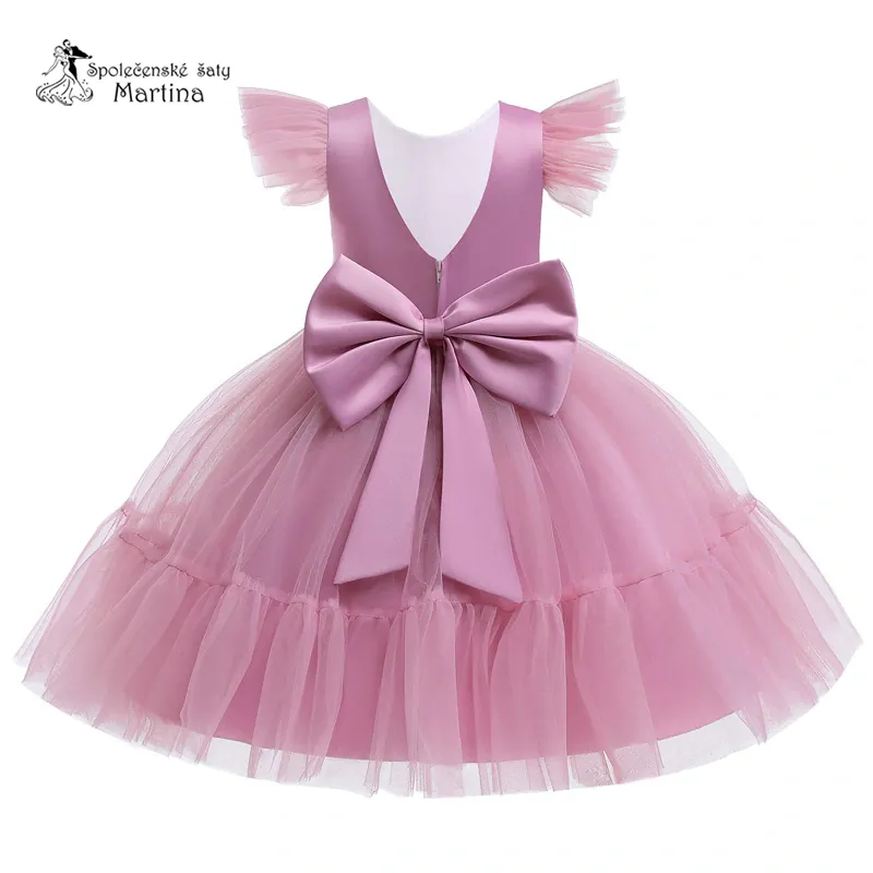 Starorůžové krátké tylovo-saténové šatičky "Šarlotka" - vel. 140