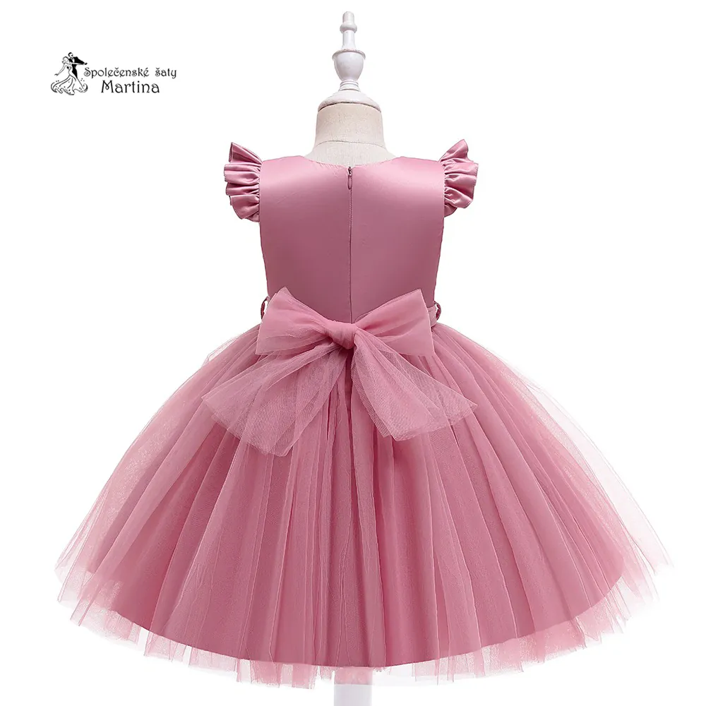 Starorůžové krátké tylovo-saténové šatičky "Jitka" - vel. 140