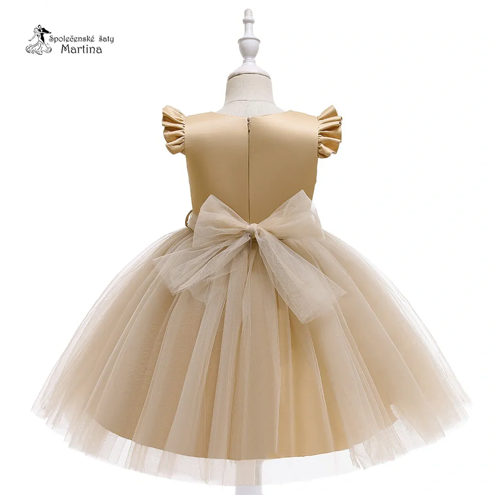 Béžové krátké tylovo-saténové šatičky "Jitka" - vel. 120