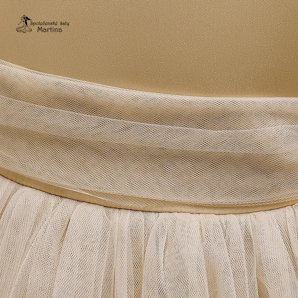 Béžové krátké tylovo-saténové šatičky "Jitka" - vel. 120