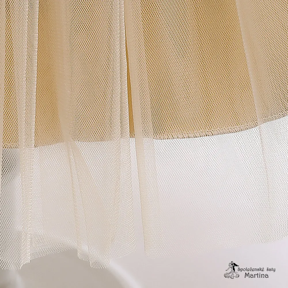 Béžové krátké tylovo-saténové šatičky "Jitka" - vel. 120