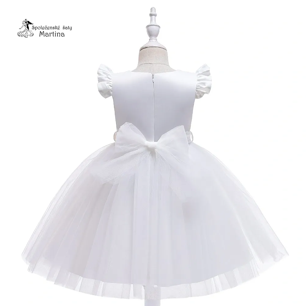 Bílé krátké tylovo-saténové šatičky "Jitka" - vel. 140