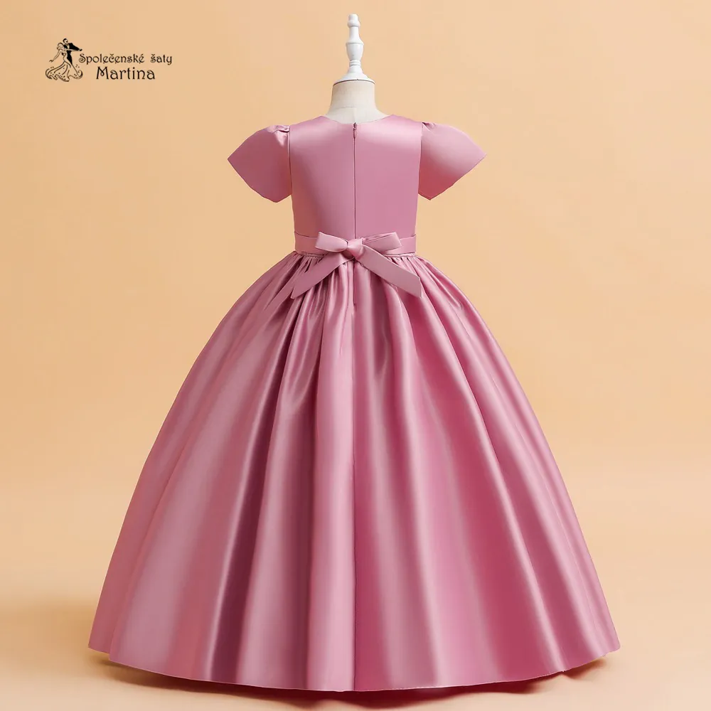 Starorůžové dlouhé šatičky pro malé družičky "Emička" - vel. 150