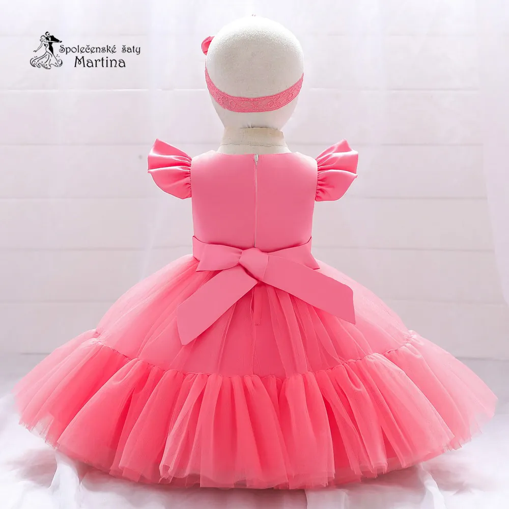 Lososové krátké tylovo-saténové šatičky "Andělka" - vel. 70