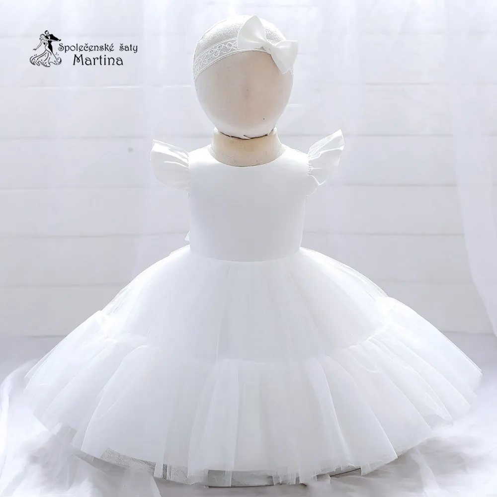 Bílé krátké tylovo-saténové šatičky "Andělka" - vel. 120