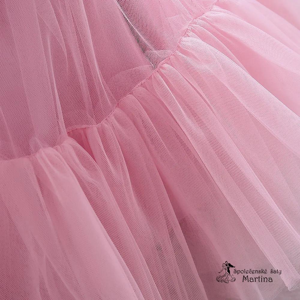 Starorůžové krátké tylovo-saténové šatičky "Andělka" - vel. 100