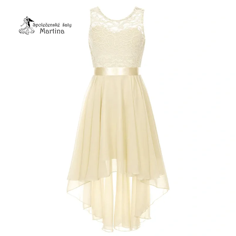 Champagne asymetrické dívčí šaty "Ivetka" - vel. 16