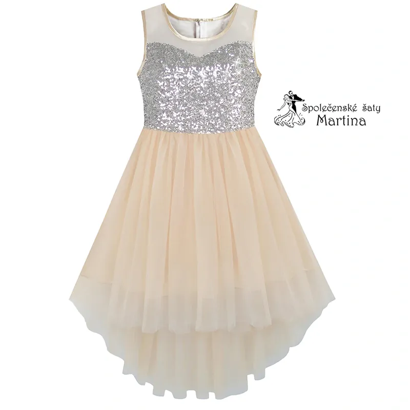 Dívčí šaty "Jindřiška" - champagne - vel. 8