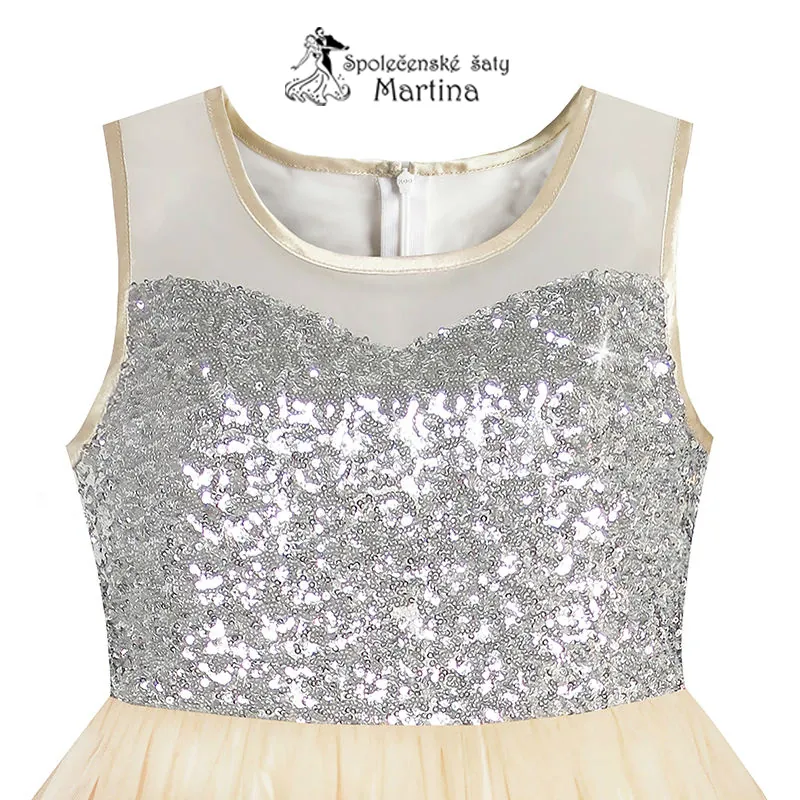 Dívčí šaty "Jindřiška" - champagne - vel. 8