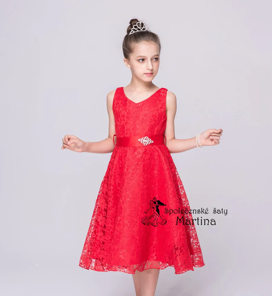 Dívčí šaty "Andrea" - červené cca 14-16 let - vel. 180