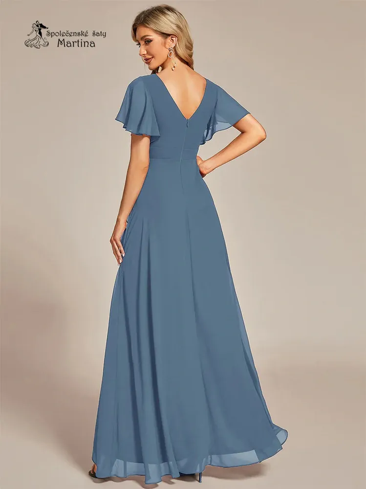 Dlouhé asymetrické staromodré šaty pro svatební matku "Rubye" - vel. 38