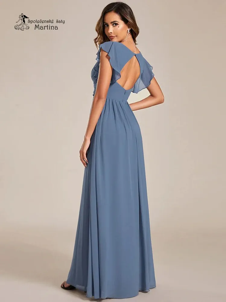Staromodré jednoduché elegantní šifonové šaty s rukávkem "Madison" - vel. 40