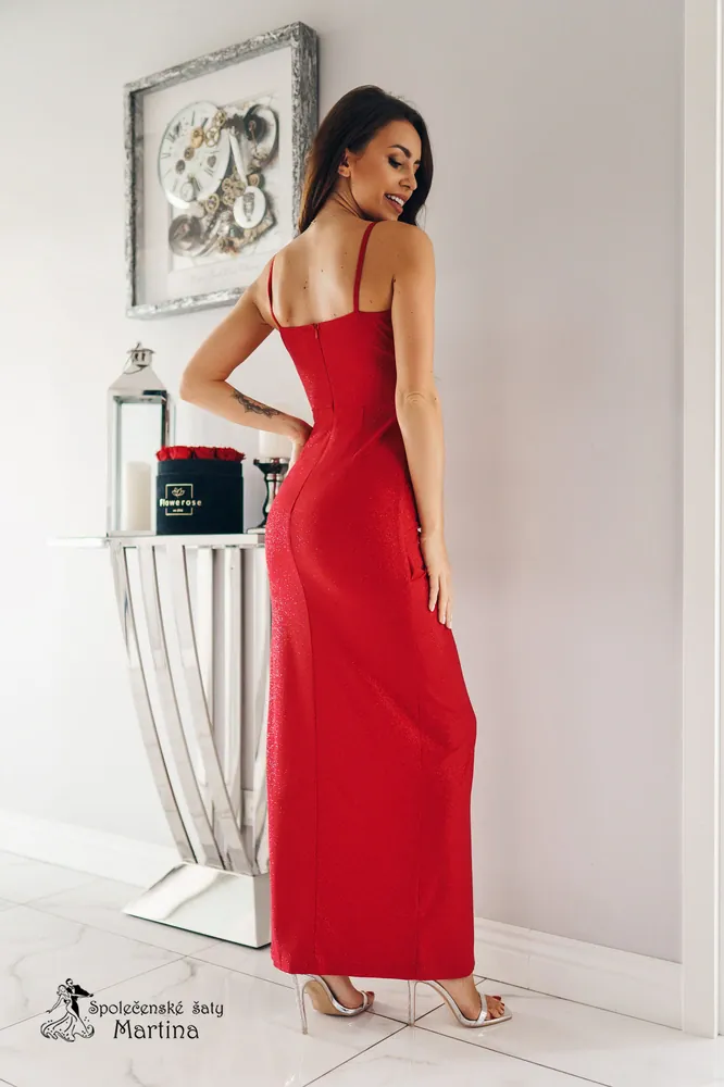 Červené sexy večerní šaty "Linda" - vel. 38