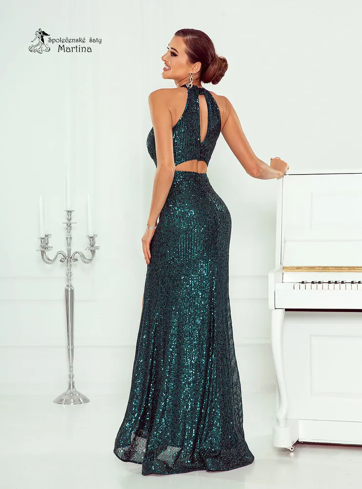 Zelené sexy flitrové bodycon společenské šaty "Inez" - vel. 40