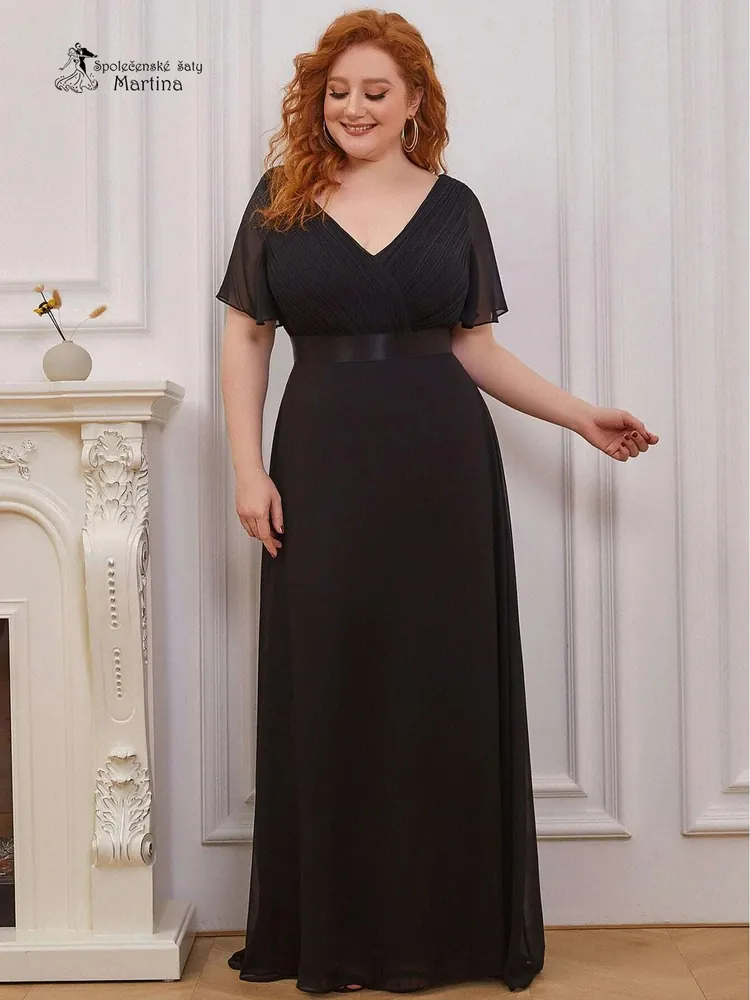 Černé šifonové šaty "Camila" antického střihu - vel. 54