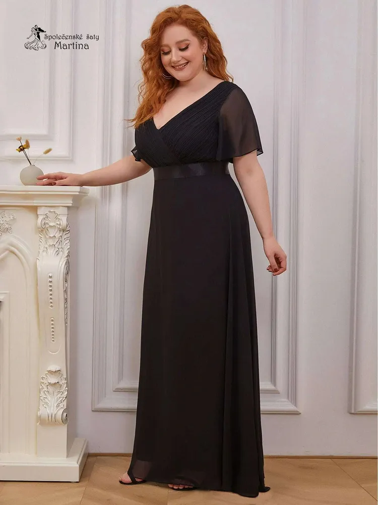 Černé šifonové šaty "Camila" antického střihu - vel. 54