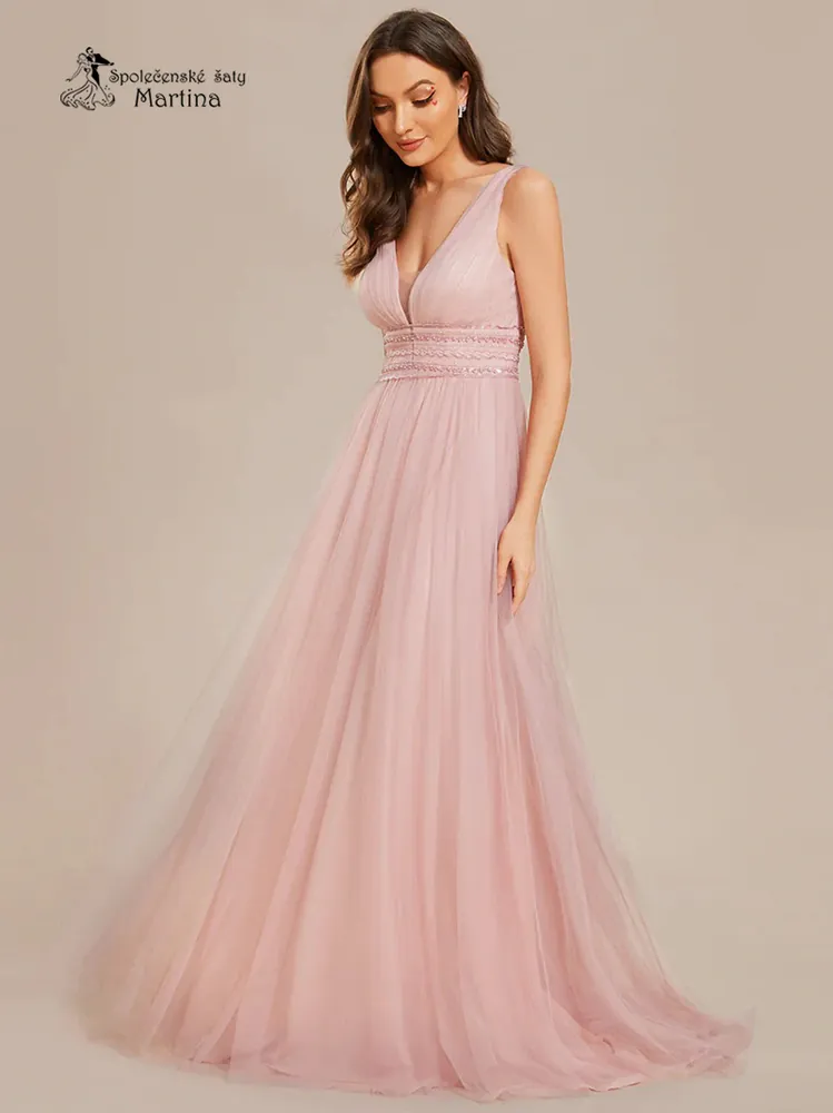 Dlouhé světle růžové společenské šaty "Casey" - vel. 44