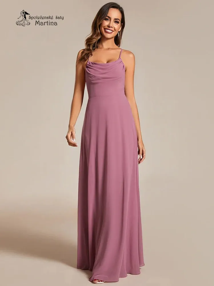 Starorůžové šaty pro družičky či svatebního hosta "Constance" s výstřihem "voda" - vel. 36