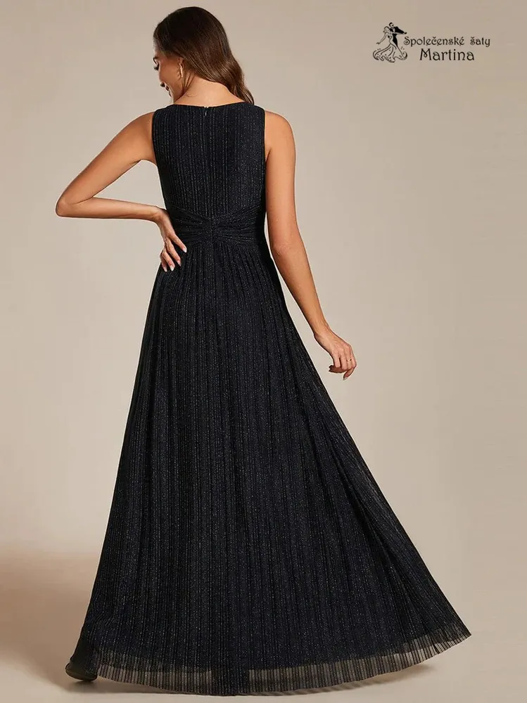 Černé dlouhé společenské šaty "Astrid" z jemné žebrované látky - vel. 42