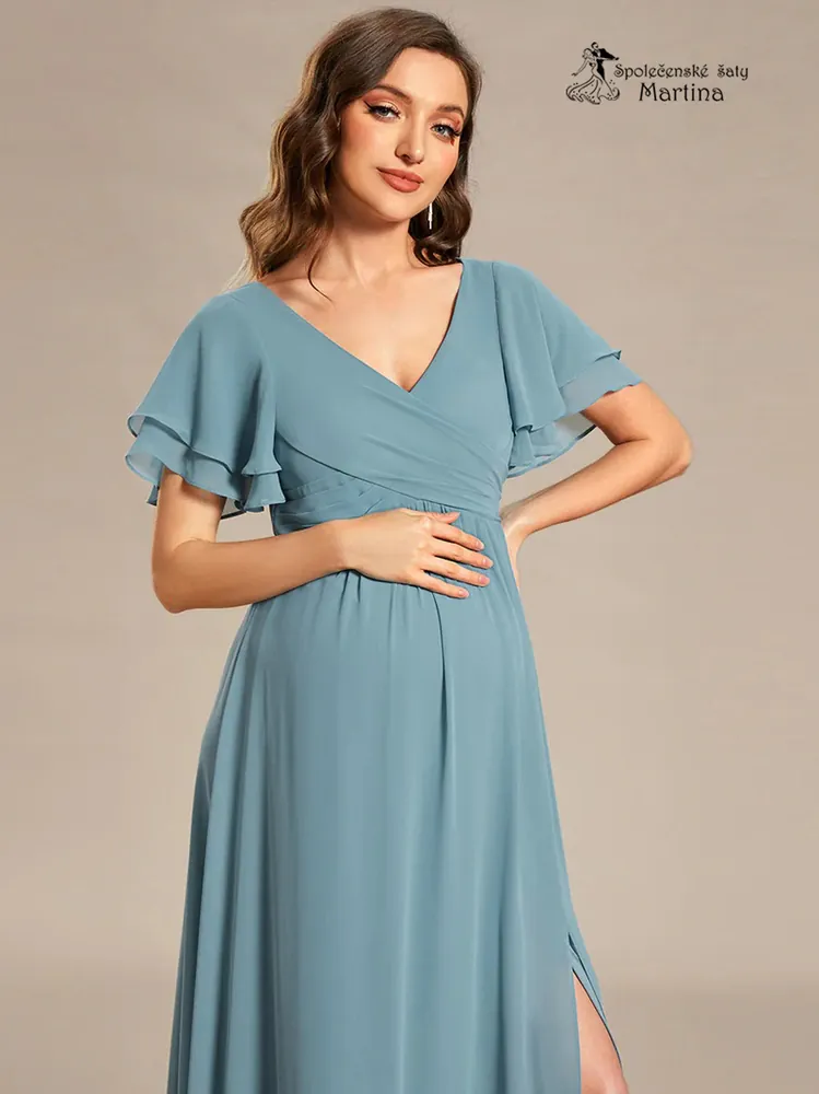Staromodré těhotenské jednoduché dlouhé společenské šaty "Doris" - vel. 38