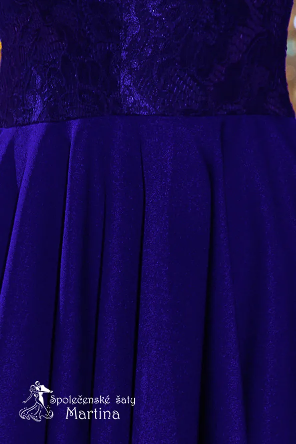 Asymetrické šaty s krajkou a 3/4 rukávy "Nicolle" - královská modř  vel. XL