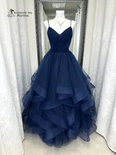 Tmavě modré maturitní šaty "Brooklyn" s volány v sukni