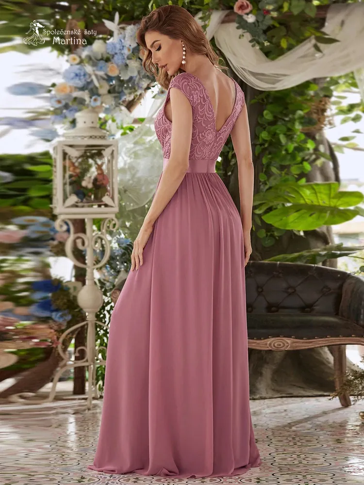 Starorůžové společenské šaty "Siera" s krajkovým živůtkem