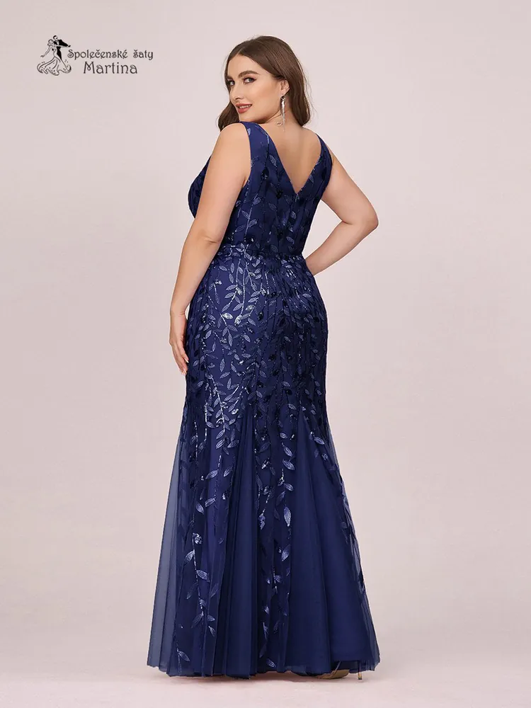 Tmavě modré společenské bodycon šaty "Bridgitte" - vel. 50